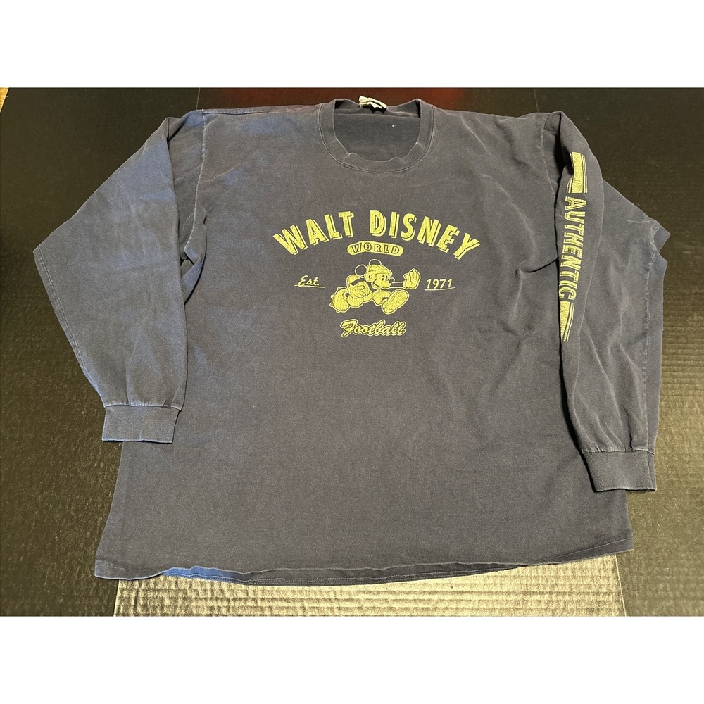 Vintage Mickey Mouse Walt‎ Disney World Football Shirt Long Sleeve Size XL Rare